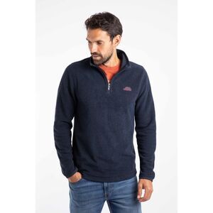 Weird Fish Mens Errill Textured Quarter Zip Fleece Top / Midnight